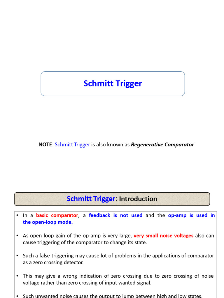 Schmitt Trigger: Theory and Applications | PDF | Operational Amplifier ...