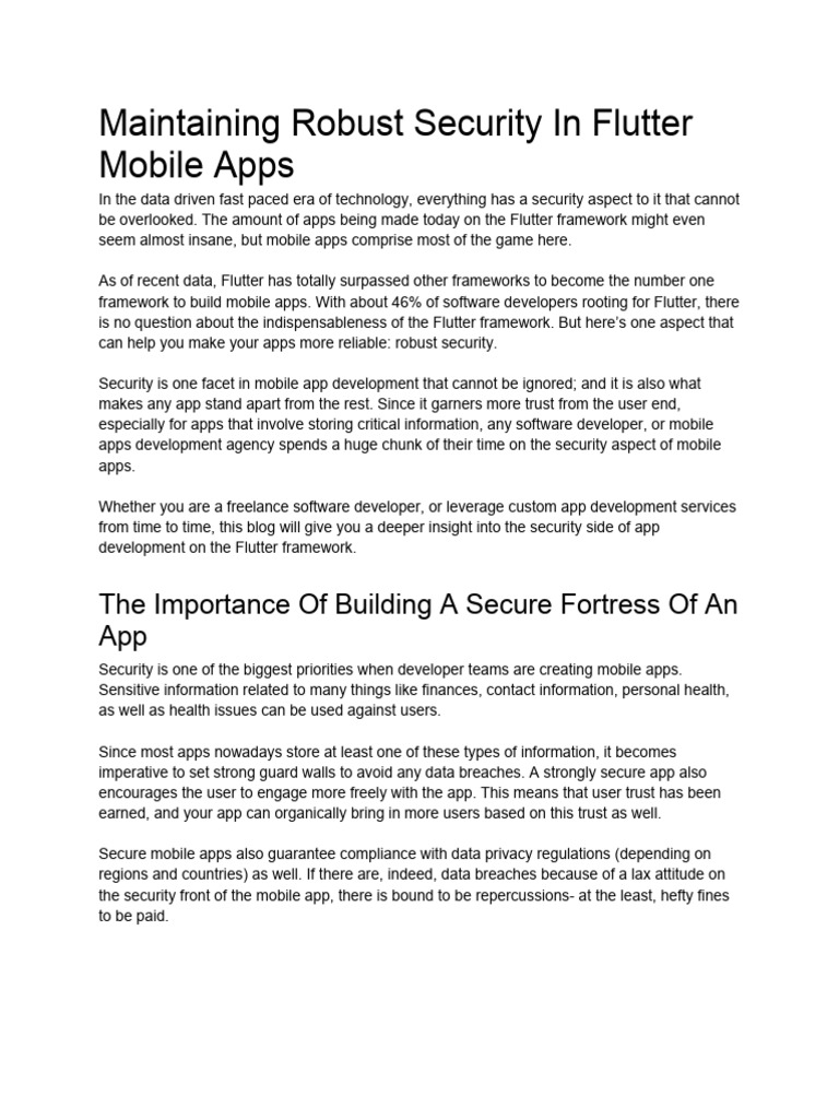 Maintaining Robust Security in Flutter Mobile Apps | PDF | Mobile App ...
