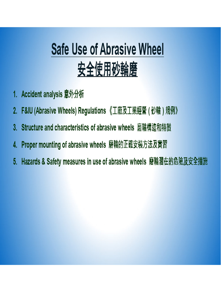 Safe Use of Abrasive Wheel-P | PDF | Abrasive | Occupational Safety And ...
