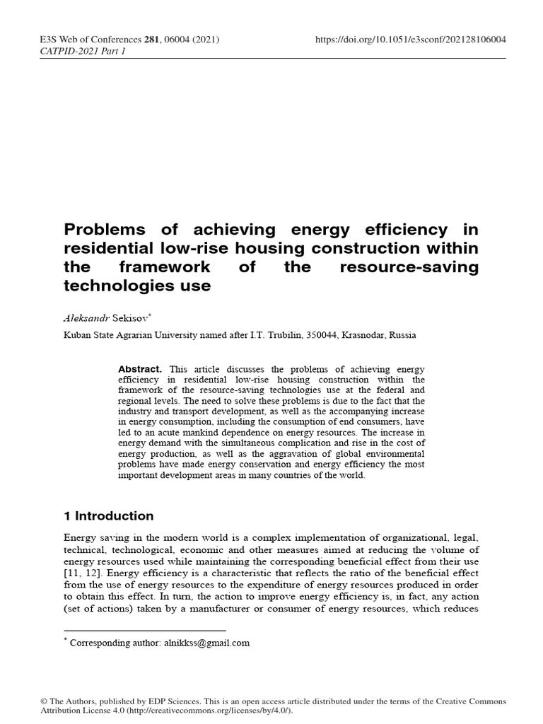Energy Efficiency in Low-Rise Housing | PDF | Energy Conservation ...
