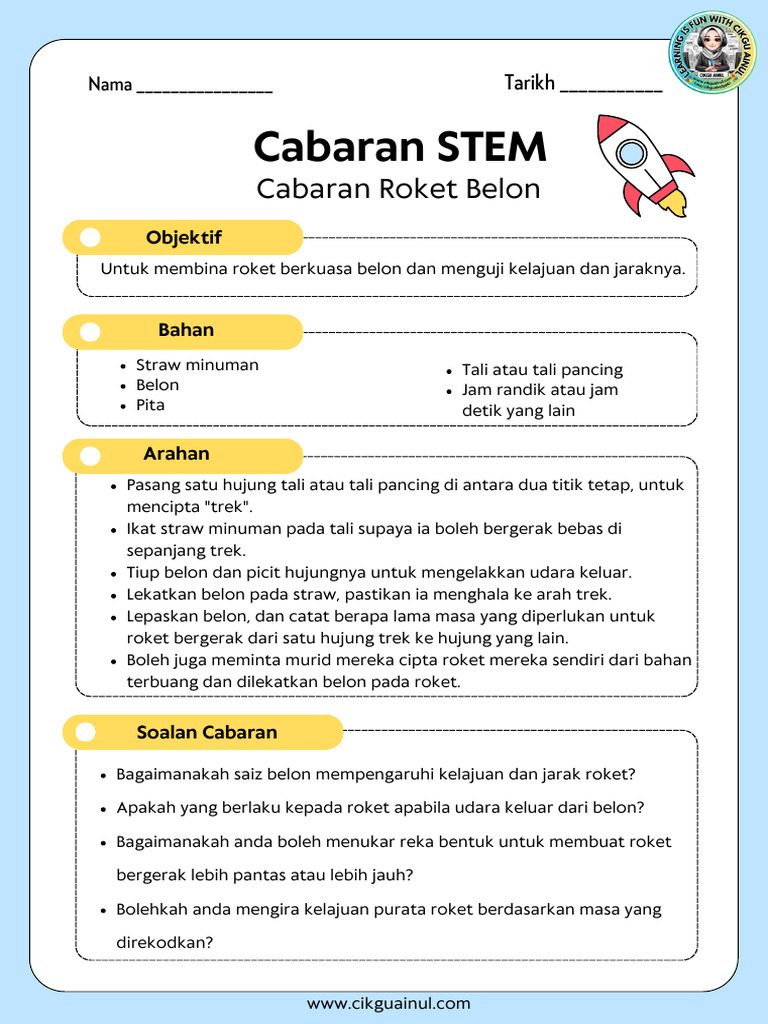Cabaran STEM: Roket Belon dan Menara Straw | PDF