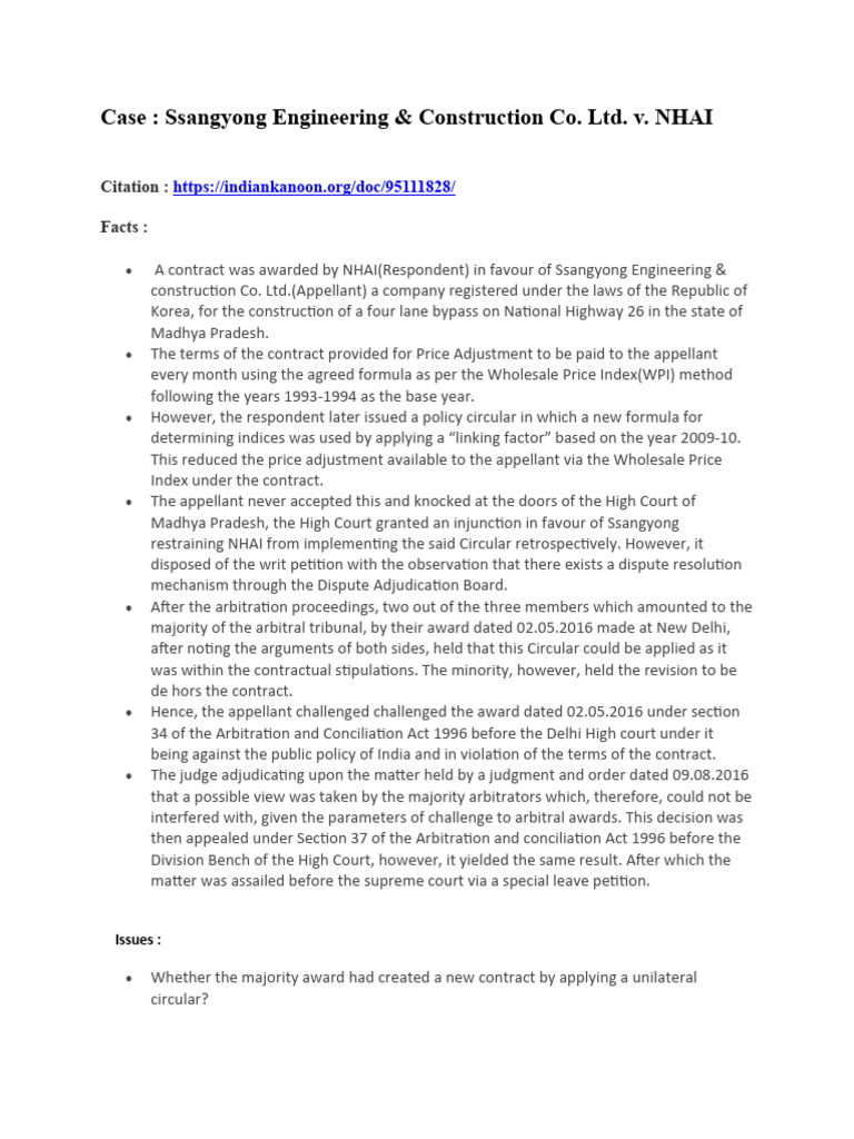 Ssangyong engineering vs national highways authority pdf