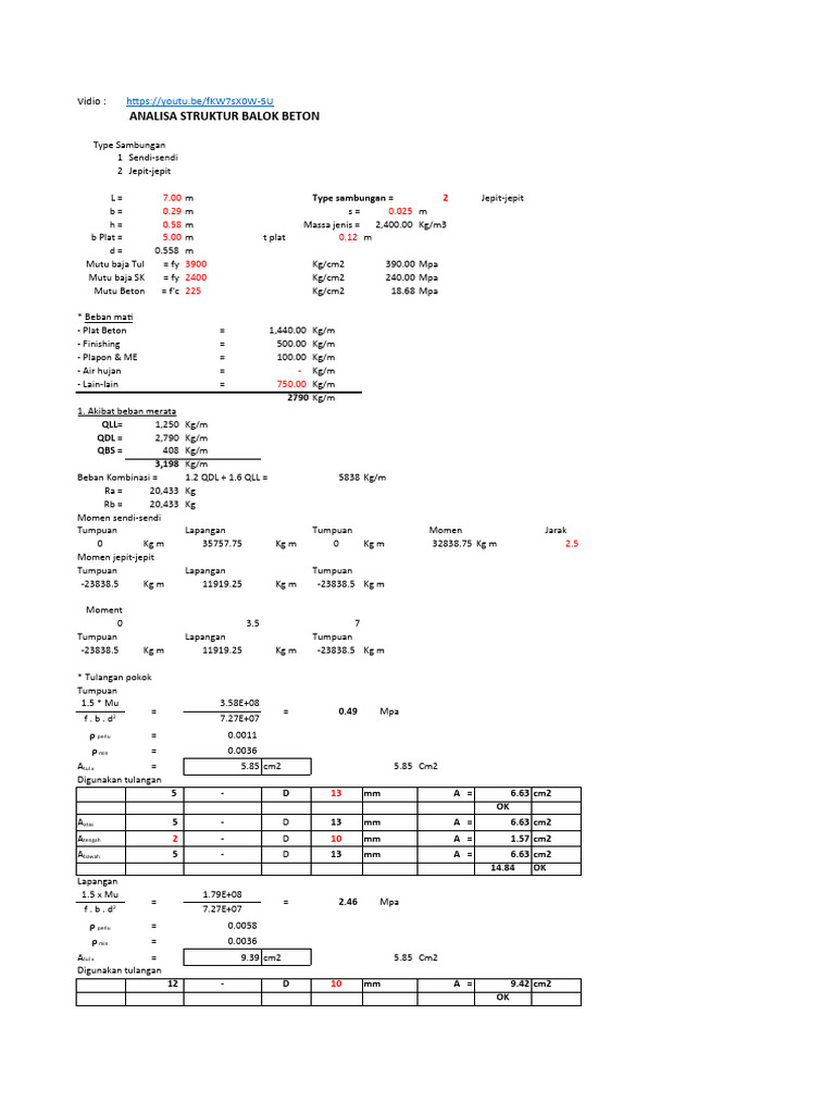 101 Perhitungan Struktur Balok Beton 2 | PDF