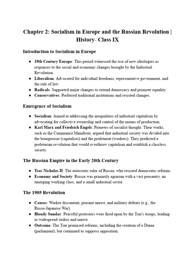 Class IX: Russian Revolution Overview | PDF | Socialism | Soviet Union