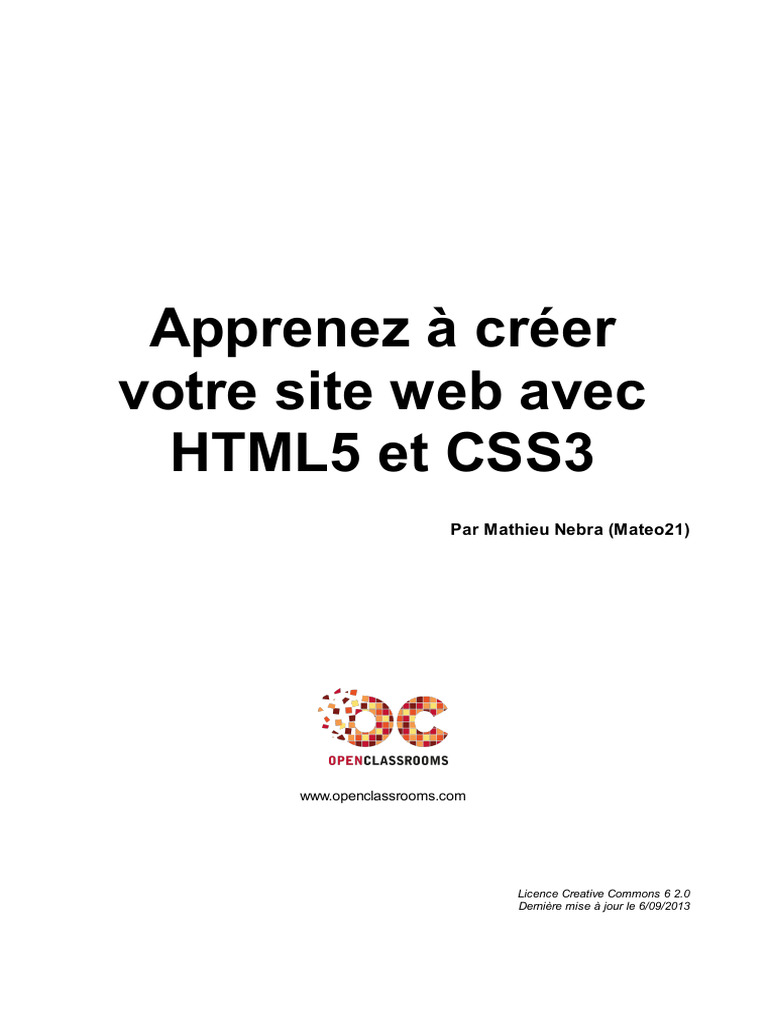 pdf/13666 Apprenez A Creer Votre Site Web Avec html5 Et C | PDF