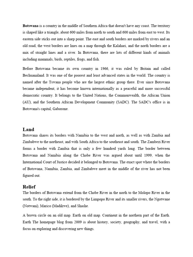Botswana Pdf Botswana Southern Africa