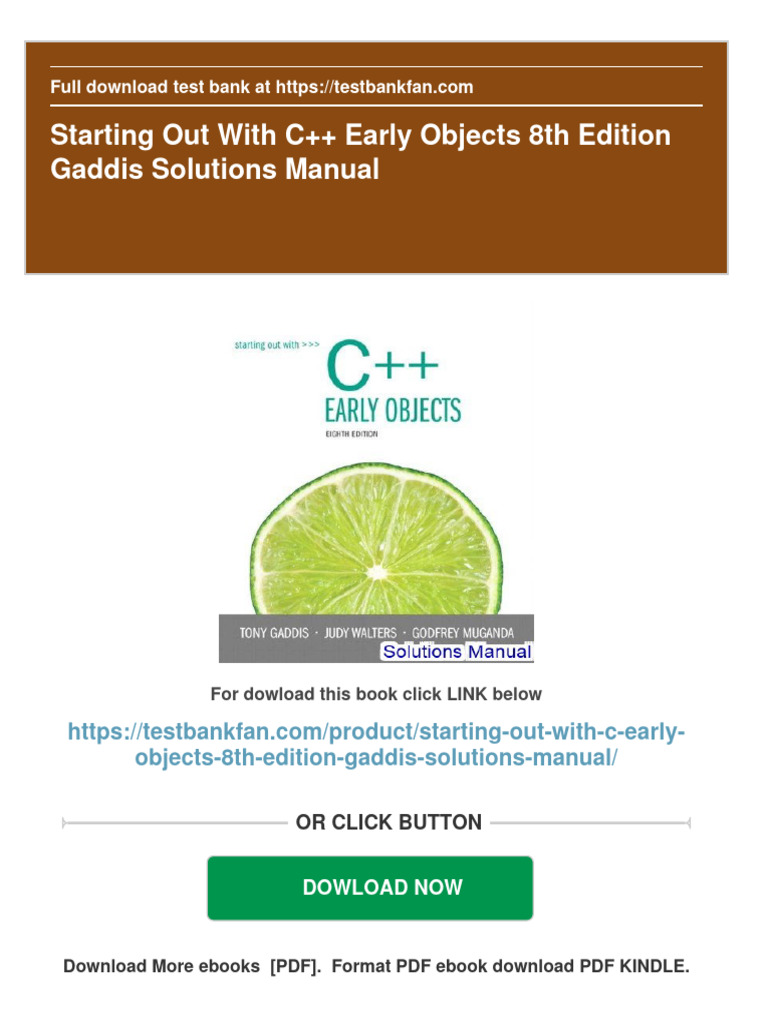 Starting Out With C++ Early Objects 8th Edition Gaddis Solutions Manual ...