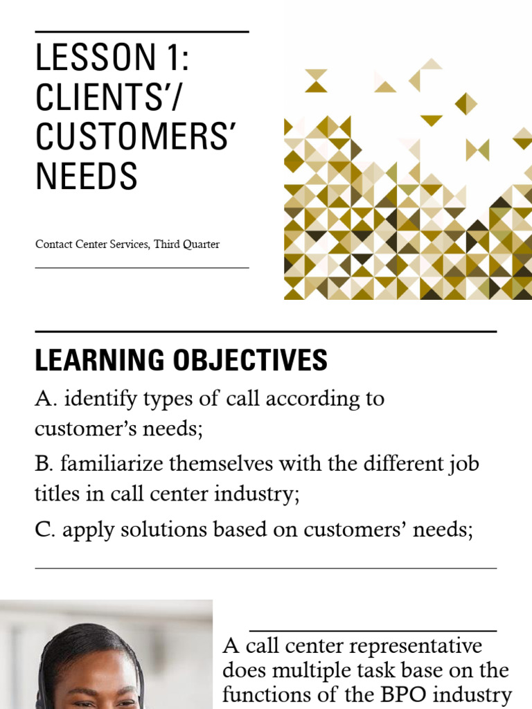 CCS 3RD Quarter Lesson 1 | PDF | Call Centre | Psychotherapy