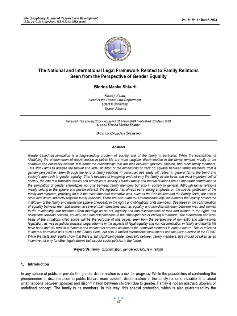 The National and International Legal Framework Rel | PDF | Family ...