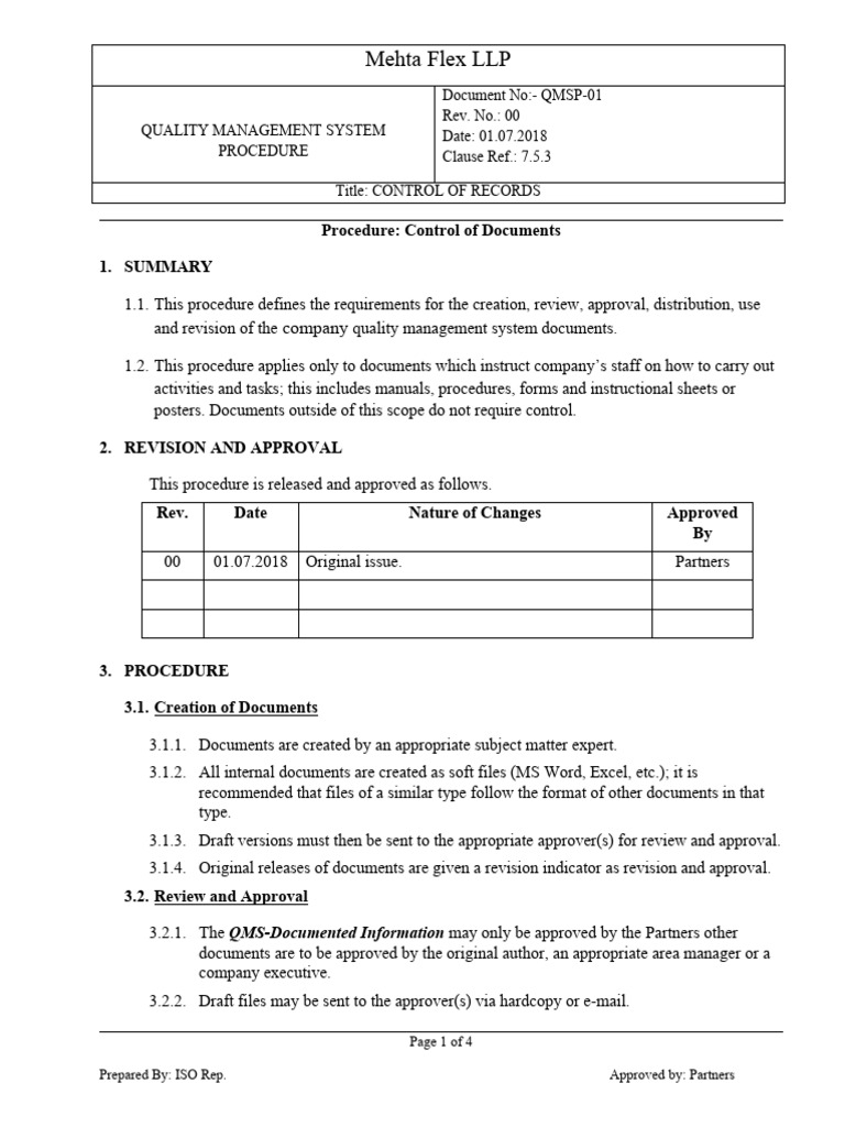 1-Procedure-Control of Documents | PDF | Computer File | Specification ...