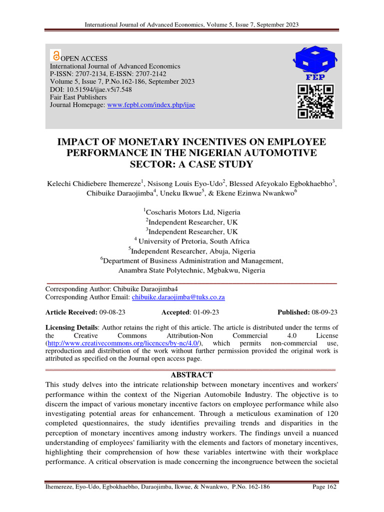 Impact of Monetary Incentives On Employee Performa | PDF | Incentive ...