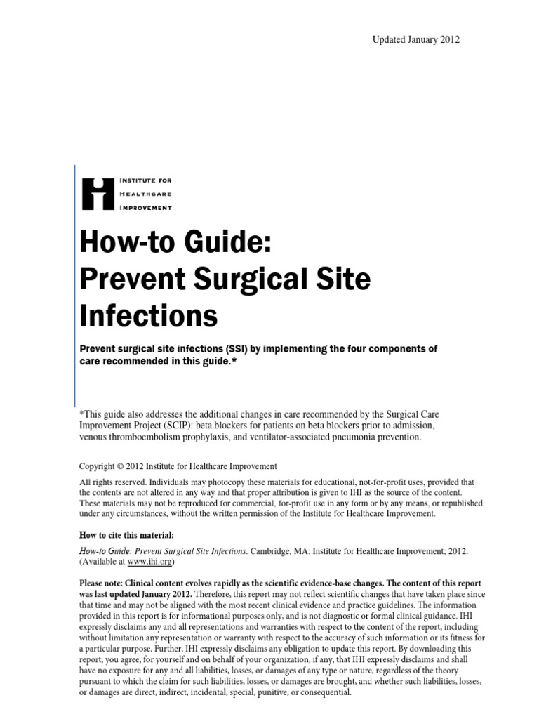 Howto Guide Prevent SSI | PDF | Surgery | Preventive Healthcare