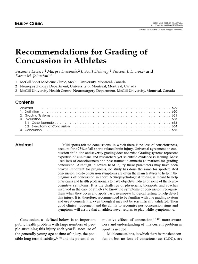 Grading Concussions in Athletes | PDF | Concussion | Traumatic Brain Injury