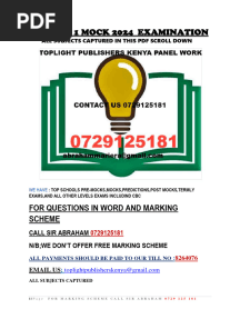 Mokasa 1 Mock 2024 Examination