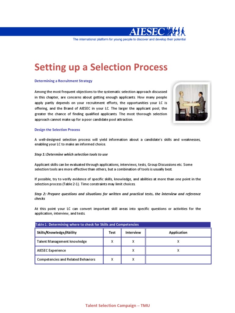 Setting Up A Selection Process | PDF | Competence (Human Resources ...