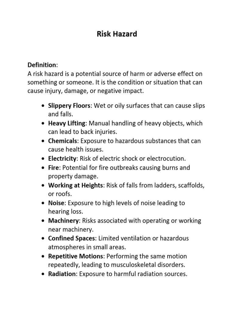 Risk Hazard and Risk Assessment | PDF | Hazards | Risk