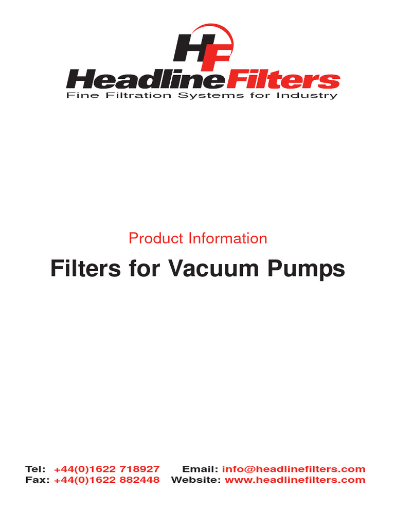Filters For Vacuum Pumps: Product Information | PDF | Filtration | Pump