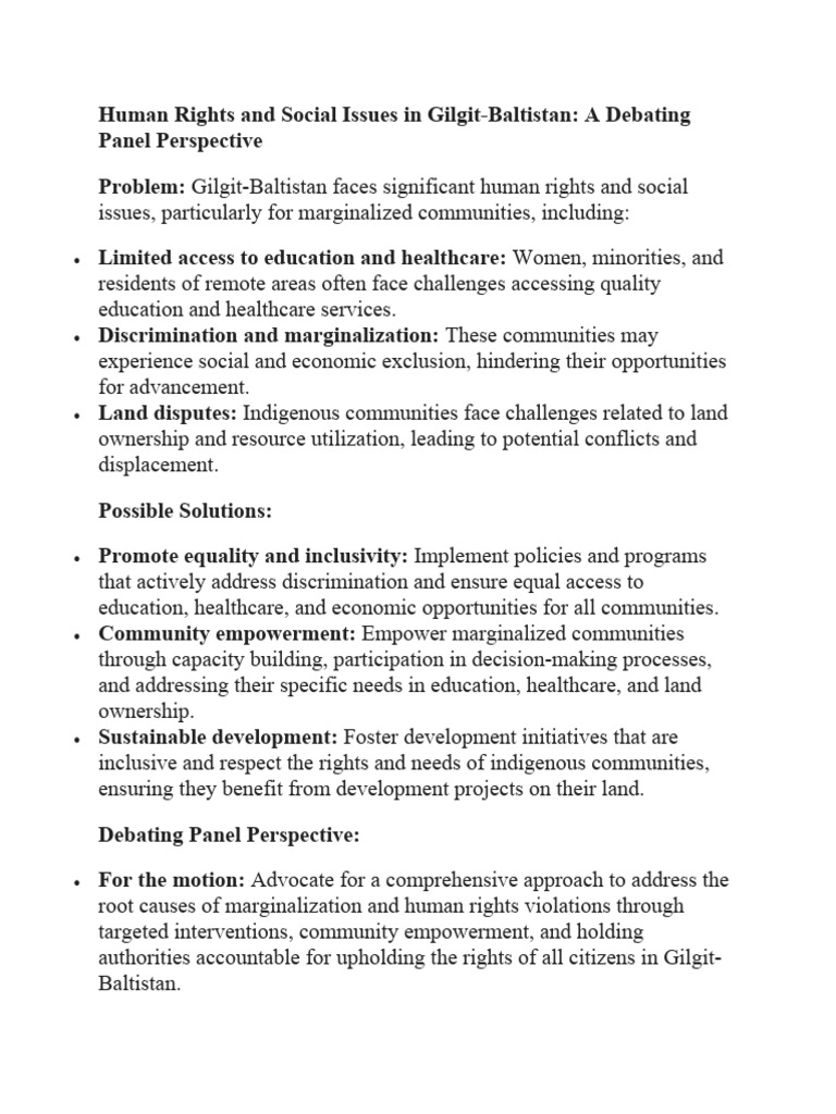Human Rights Issues in Gilgit-Baltistan | PDF