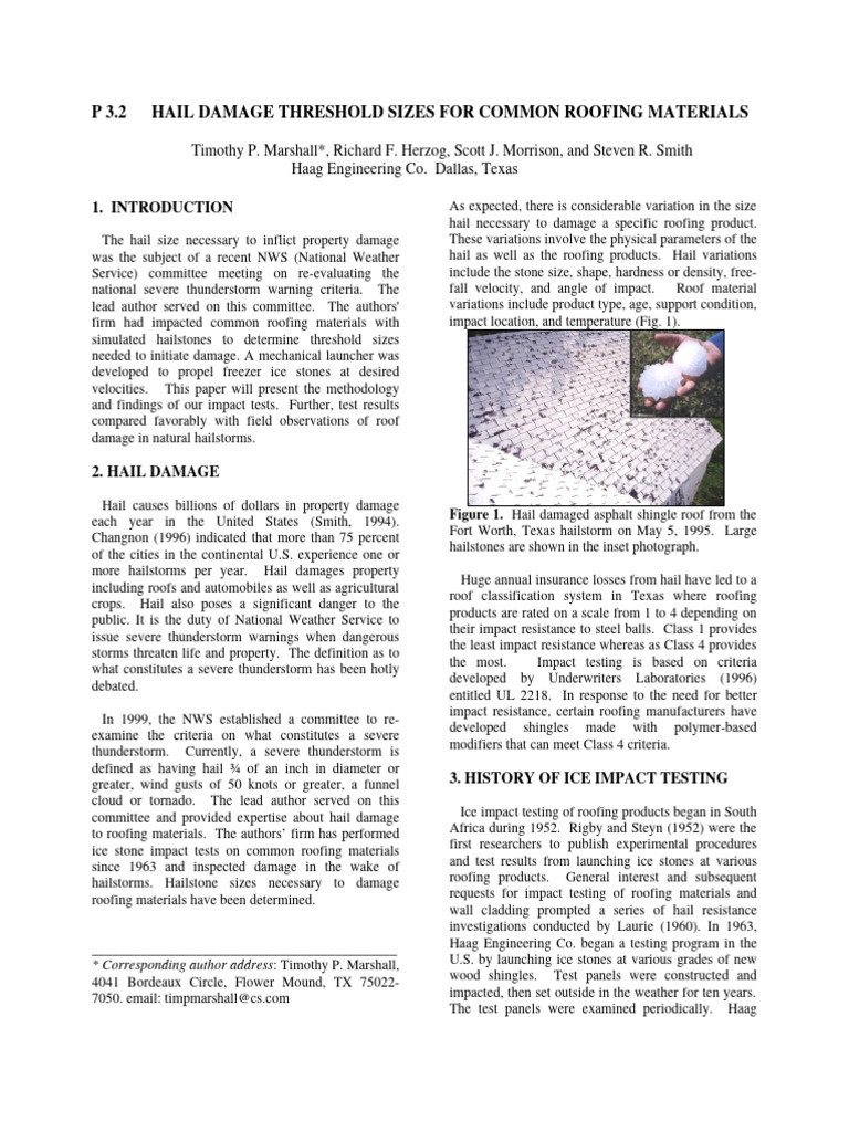 Hail Damage Thresholds for Roofing | PDF | Hail | Thunderstorm