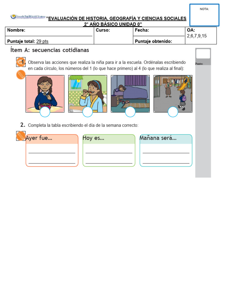 +evaluación Unidad 0 Historia+ | PDF | Chile | Pensamiento