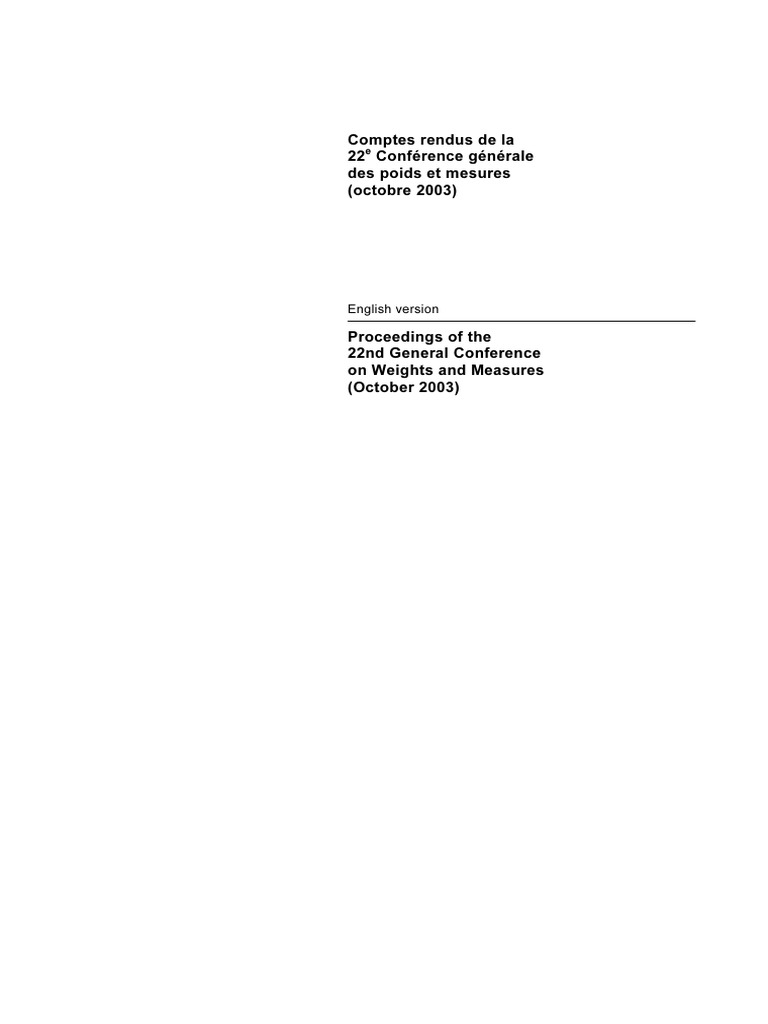 22e Conférence générale des poids et mesures | PDF | Masse | Mécanique ...