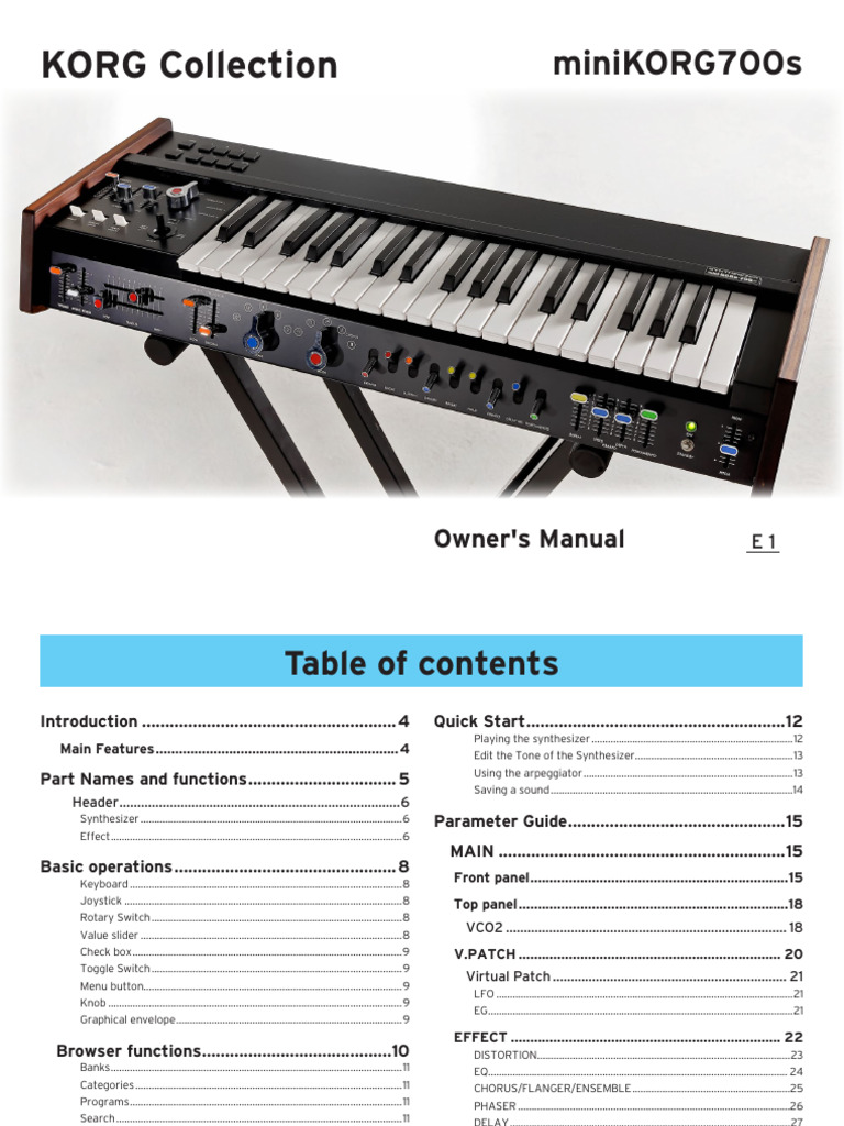 Korg Collection Minikorg Owner's Manual (KC3) | PDF | Synthesizer | Pitch (Music)