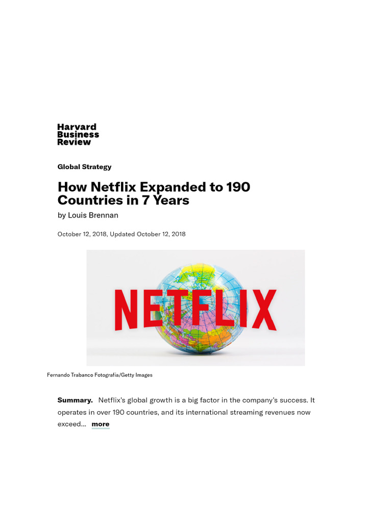 Netflix's Global Expansion Strategy | PDF | Netflix | Streaming Media