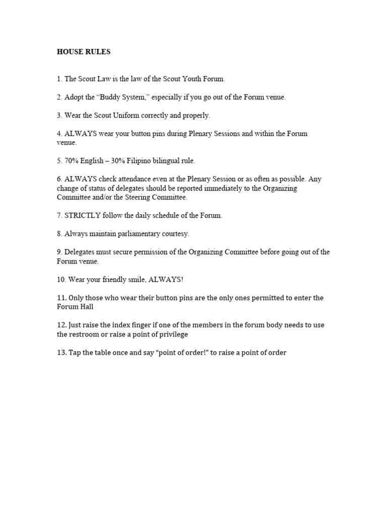 House Rules | PDF | Lifestyle