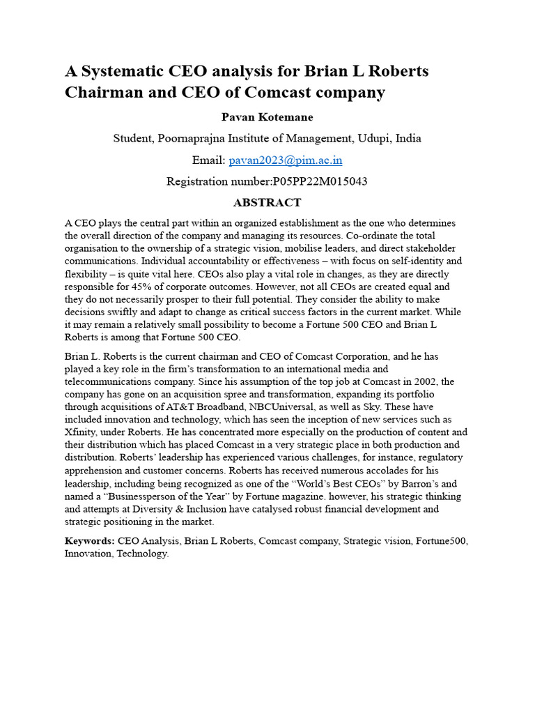 Analysis | PDF | Comcast | Entrepreneurship