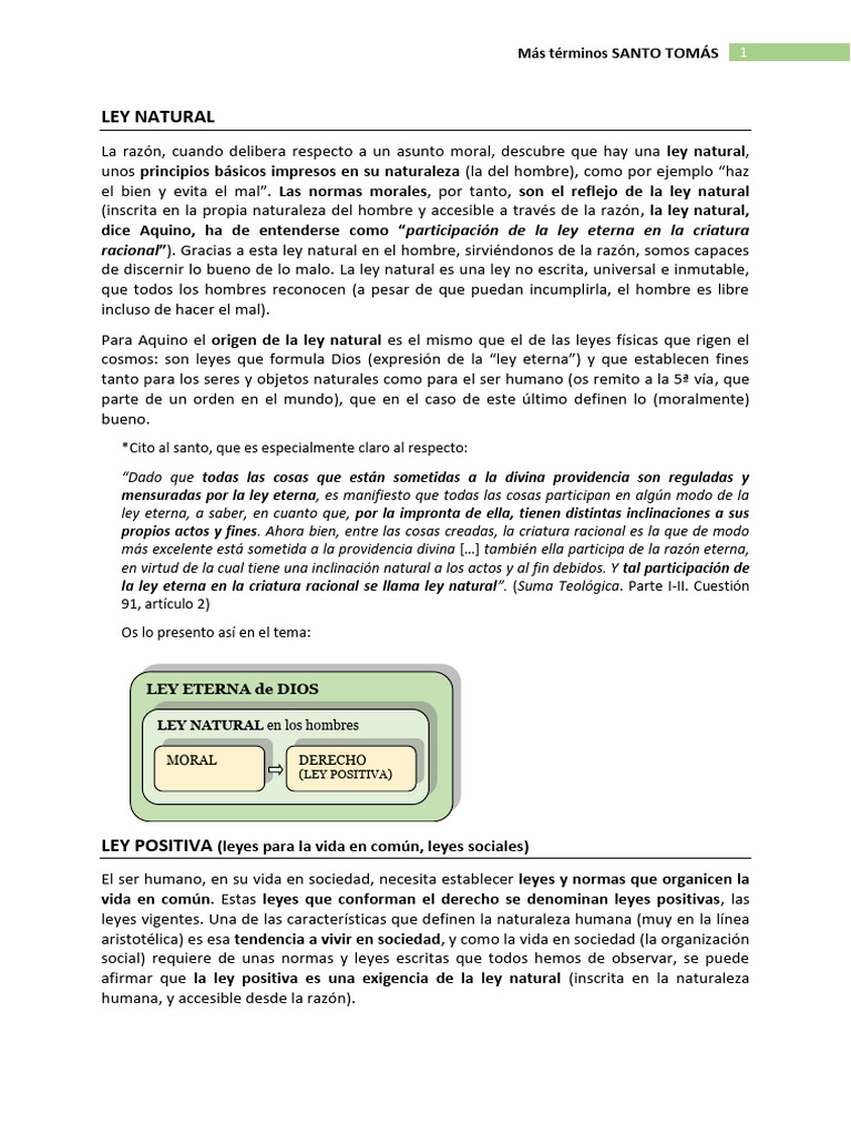 Ley Natural y Positiva según Aquino | PDF | La Ley natural | Tomás de ...