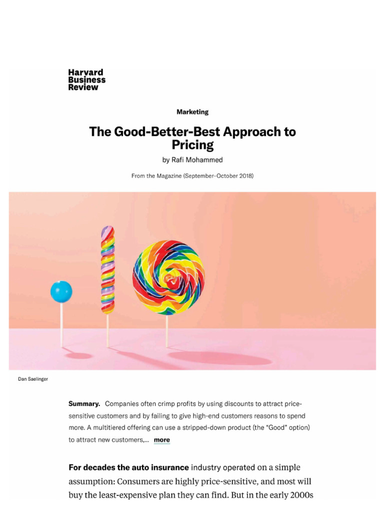 The Good Better Best Approach To pricing-HBR | PDF