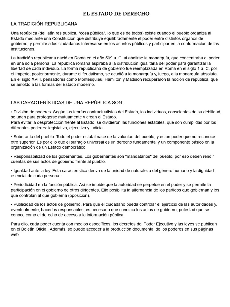 EL ESTADO DE DERECHO Política y Ciudadanía | PDF | Constitución ...
