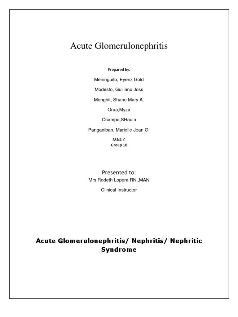Acute Glomerulonephritis | PDF | Kidney | Urinary System