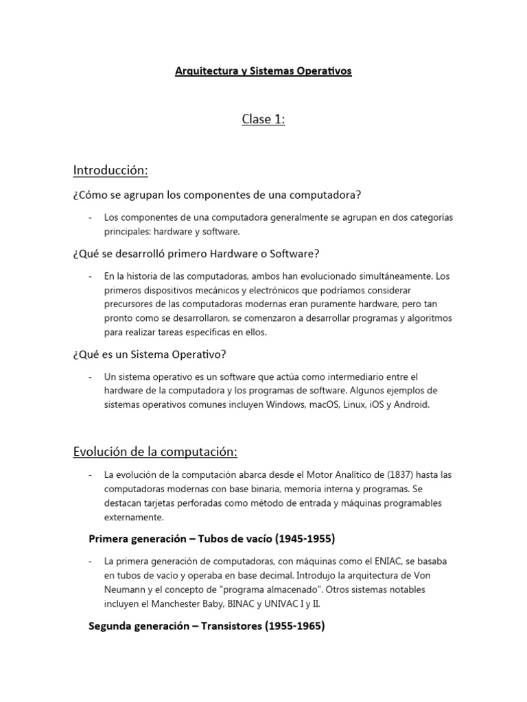 Parcial 1 | PDF | Sistema operativo | Hardware de la computadora