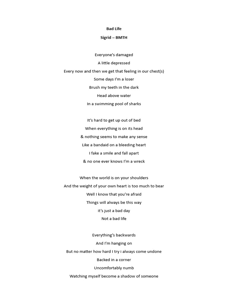 Bad Day Lyrics | PDF