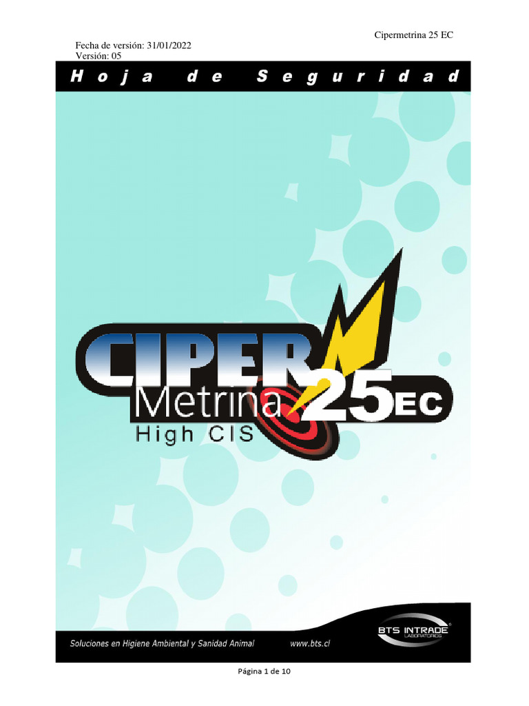 Ciper 25 EC Hoja de Seguridad | PDF | Agua | Química