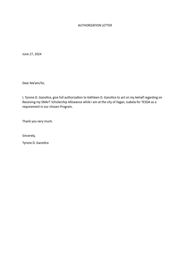 Authorization Letter | PDF