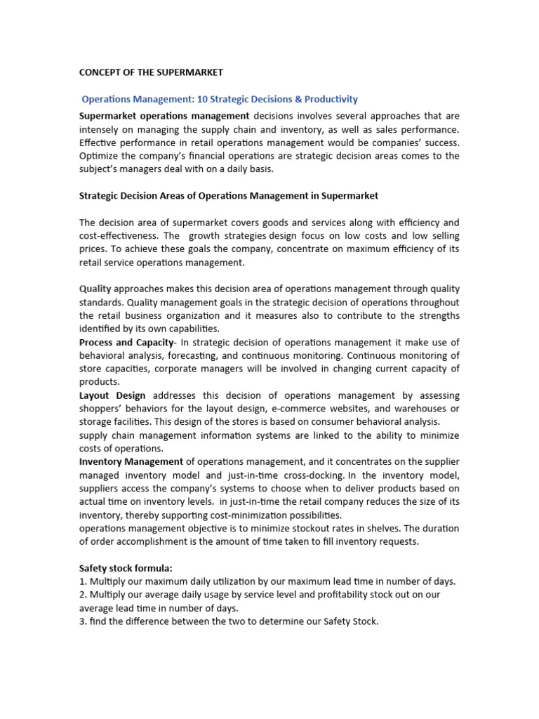 Operational Excellence Class Notes 02 Pdf Inventory Supply Chain