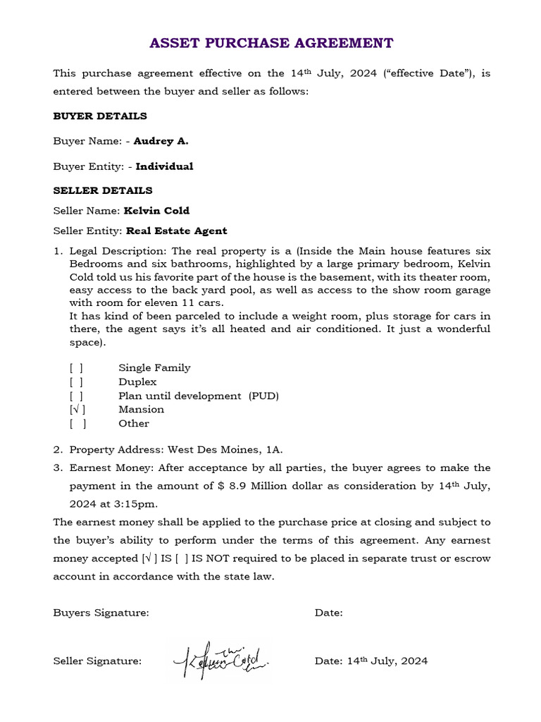 Asset Purchase Agreement | PDF