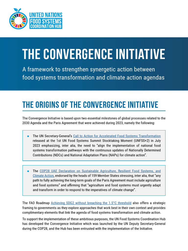 Convergence Initiative for Food Systems | PDF | Food And Agriculture ...