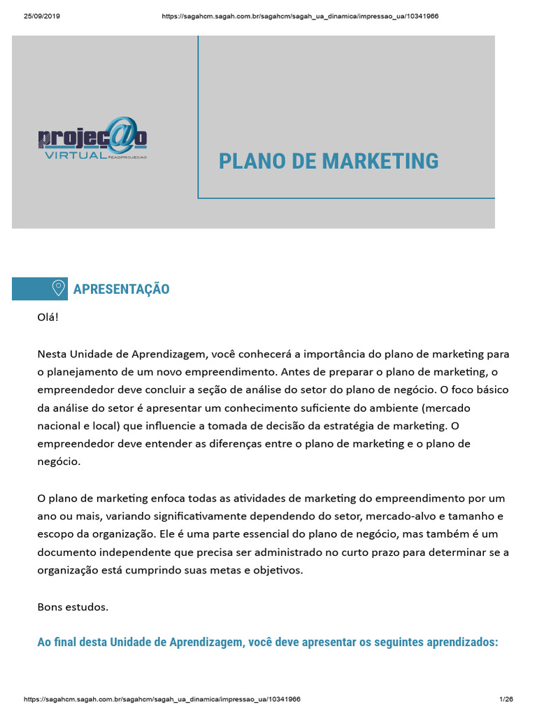 Etapas do Plano de Marketing | PDF | Empreendedorismo