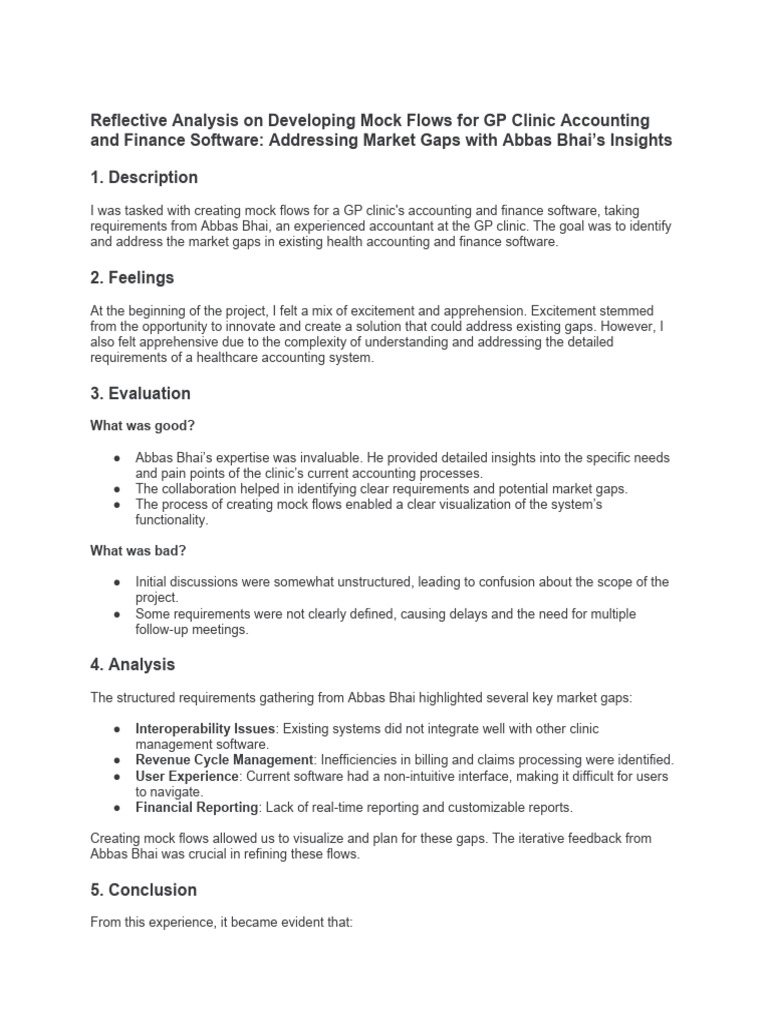 Reflective Analysis On Developing Mock Flows For GP Clinic Accounting ...