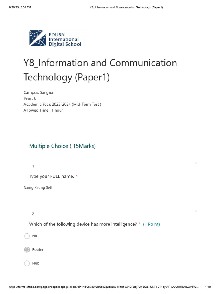 Y8 - Information and Communication Technology (Paper1) | PDF | Computer ...