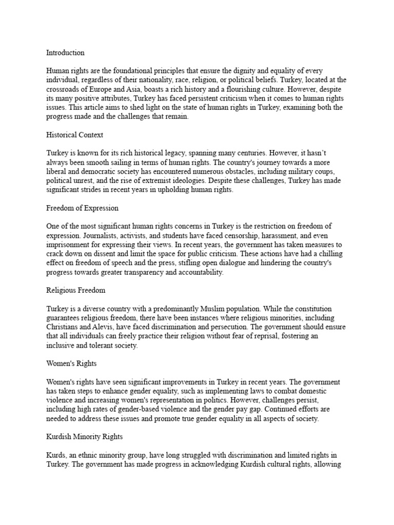 Human Rights Challenges in Turkey | PDF | Freedom Of Religion | Gender ...
