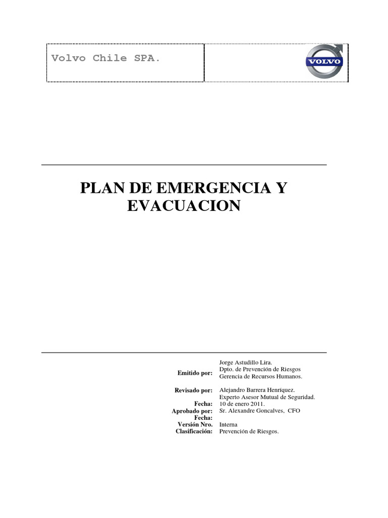 Plan Emergencia y Evacuación Volvo | PDF | Temblores | Incendios