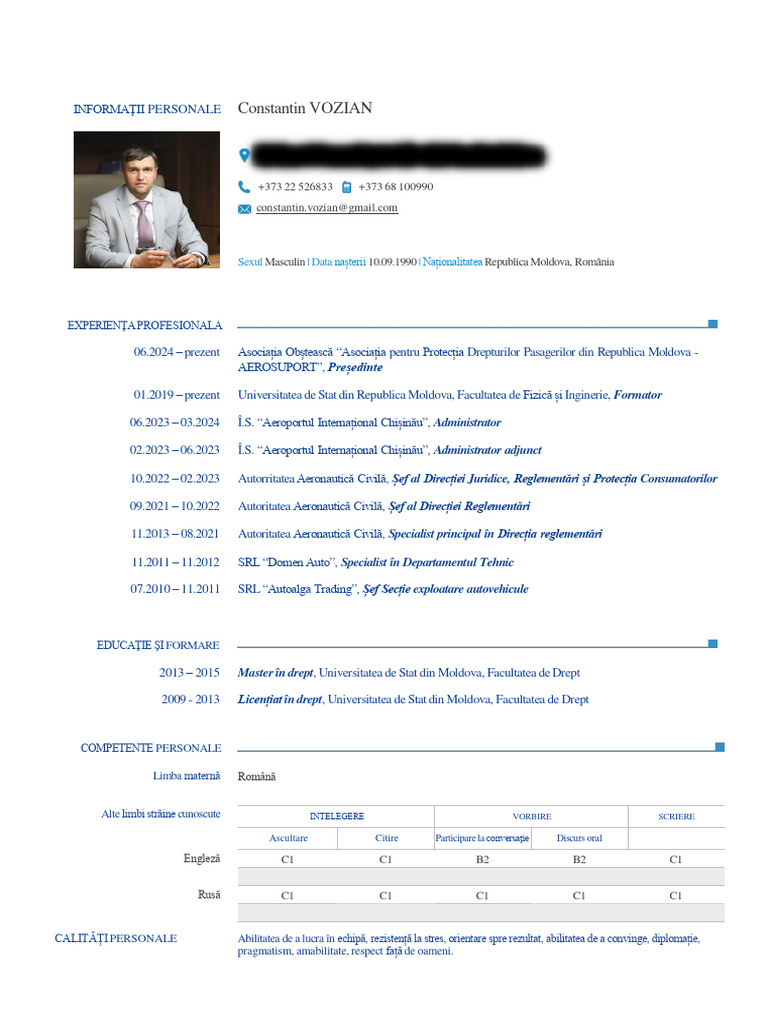 Constantin Vozian CV Iulie 2024 | PDF