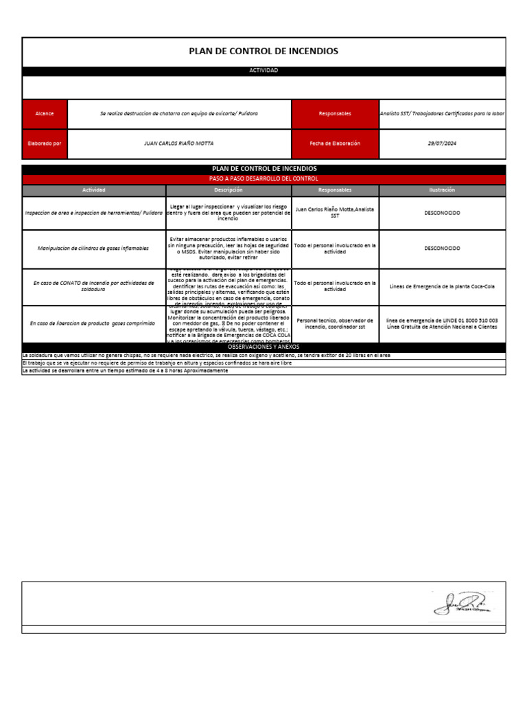 Plan de Control de Incendios | PDF