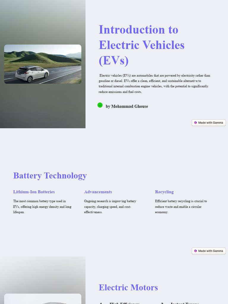 Introduction to Electric Vehicles (EVs) | PDF | Electric Vehicle | Engines