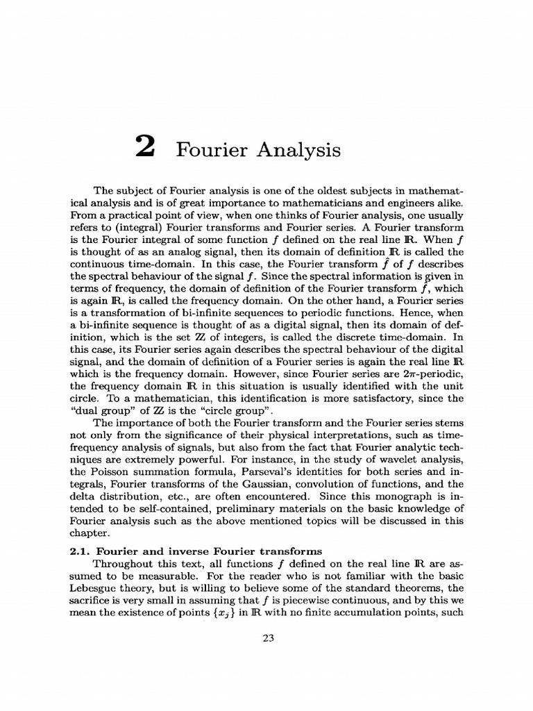 2 Fourier Analysis 1992 Wavelet Analysis and Its Applications | PDF ...
