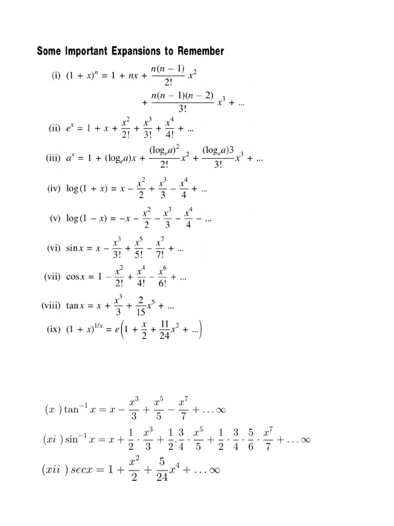 Mathematical Series and Expansions | PDF